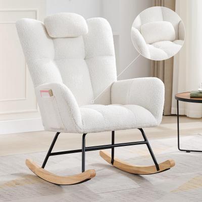 Yun Nursery Rocking Chair Upholstered Padded Seat Rocking Chair with High Backrest