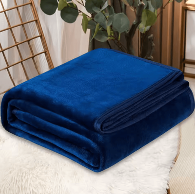 Inspire Curations Solid Coral Fleece Soft Warm Throw Blanket navy 150x100cm