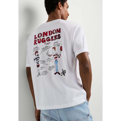 Print-Shirt PEPE JEANS "bedrucktes T-Shirt CHELSEA BACK TEE", Herren, Gr. M, weiß, 100% Baumwolle, Shirts