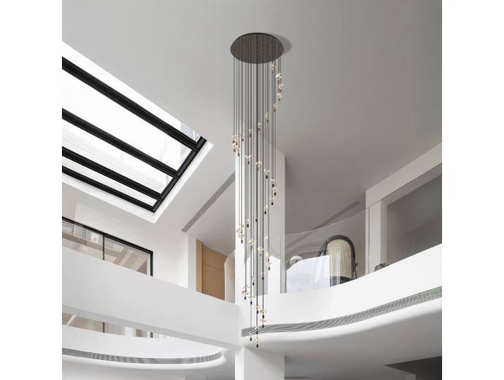 Suspension Comareira nickel 500 x 78 cm CCT - Stars of Light - Salon / séjour - Moderne - Verre - Multi-ampoules