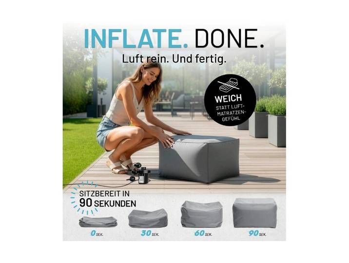 Sitzsack LUMALAND In-& Outdoor 60 x 45 x 35 cm , grau (grau, transparent), B:45cm H:60cm T:35cm, Sitzsäcke, Sitzsack