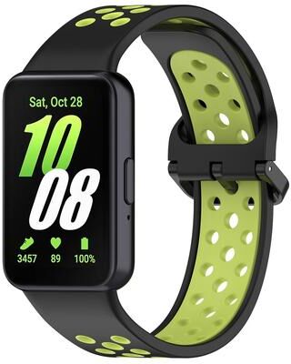 Everyday Crate XDfind Samsung Galaxy Fit 3 Silicone Watch Band Two Color Breathable Watch Strap black Lime