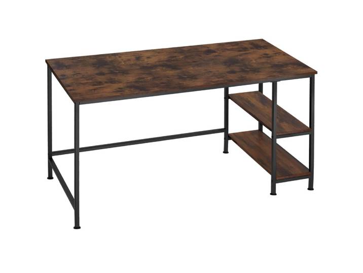 Bureau style industriel étagère en panneau aggloméré bois foncé