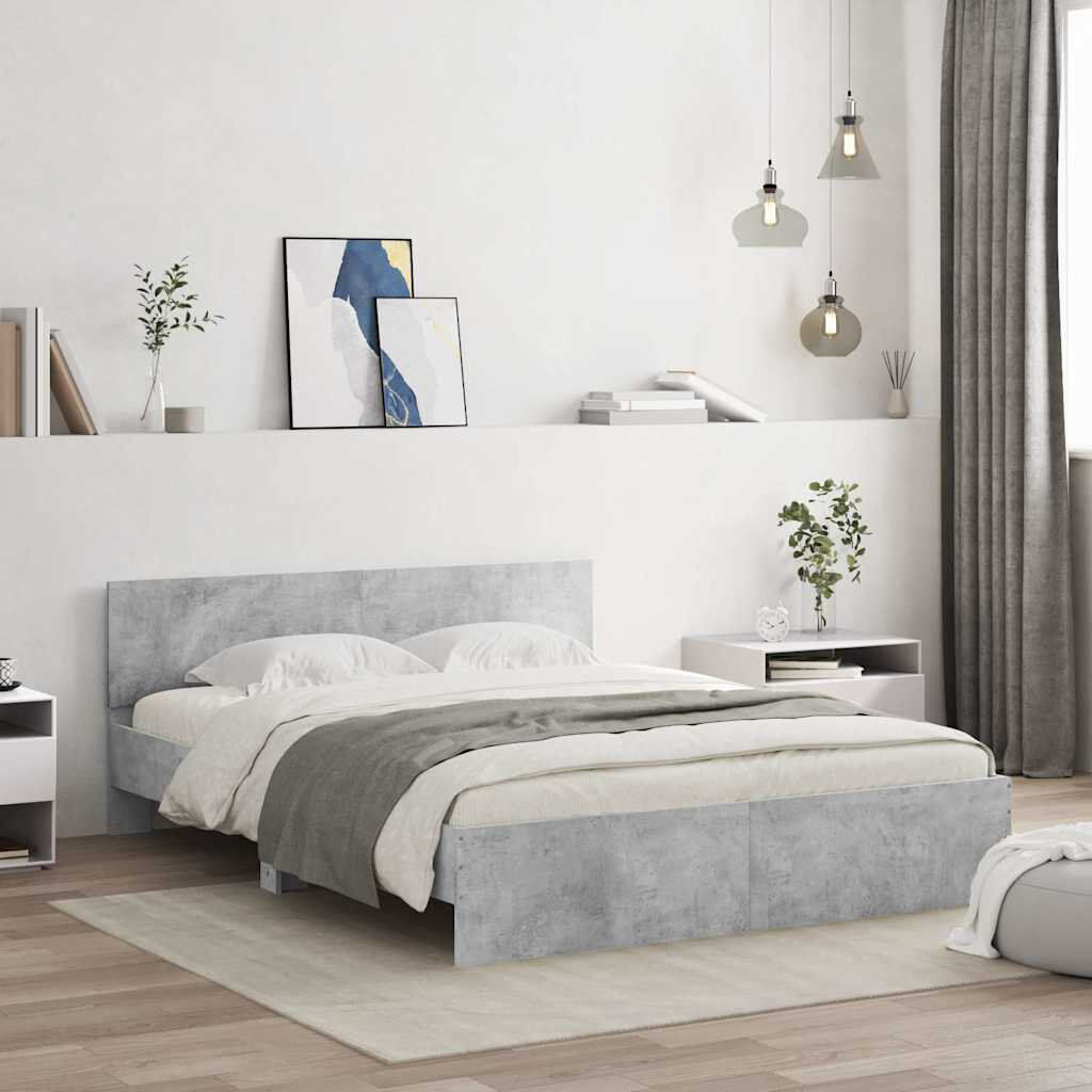 17 Stories Siman Bed Concrete Grey Kingsize (5')