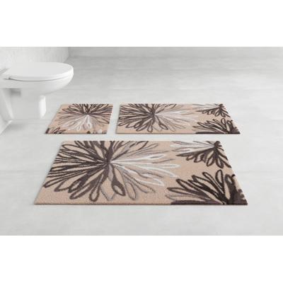 Badematte GRUND "Art", grau (taupe, beige), H:20mm, Polyacryl, Badematten, Badematte, florales Muster, elegante Badematte
