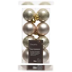 Christmas Decorations 16 Weihnachtskugeln 4cm Kunststoff Christbaumkugeln klein bruchsicher champagner
