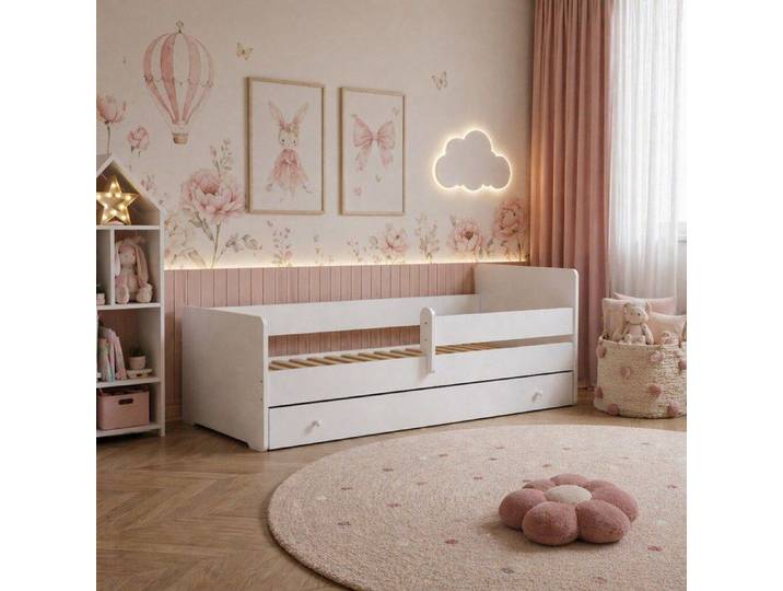Lit enfant MAX 160x80 avec barrière et tiroir – blanc sans matelas