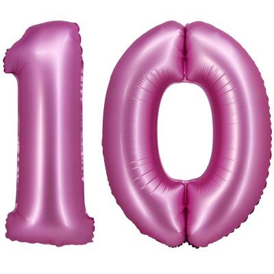 XL Folienballon pink matt Zahl 10