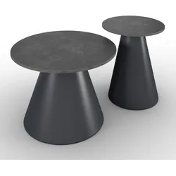 Couchtisch Mila Dunkelgrau /Schwarz Metall/Stein 2-er Set