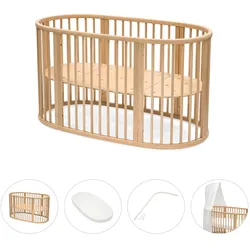 Stokke® Sleepi™ Bundle Sleepi V3 inkl. Matratze und Spannbetttuch, Himmelstange Himmel, natur
