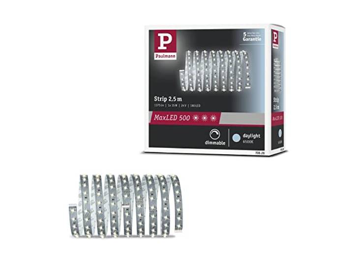 Paulmann MaxLED 500 Stripe 2,5m 15W 6500K Silber Einzelstreifen, zur Erweiterung der MaxLED Basissets, selbstklebend, Dimmbar, IP20