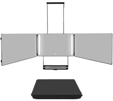 Fusion Finds Haircut Mirror With LED Lights Way Self Haircut Mirror Foldable Barber Grooming Mirror black With Tray