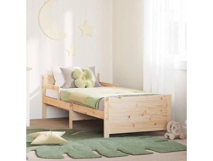 RJPLMFV Bettgestell, Braun, 80 x 200 cm, Kiefernholz Lattenrost im Lieferumfang enthalten, modernes Design, einfache Reinigung, stabile Basis für Standardmatratzen