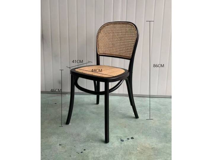 Chaise de salle à manger en orme noir et cannage Mésange - Amadeus