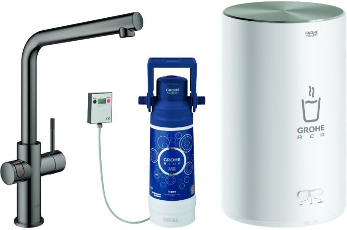 Grohe Red Spültisch-Einhebelmischer 30327A01 hard graphite, M-Size, mit Boiler