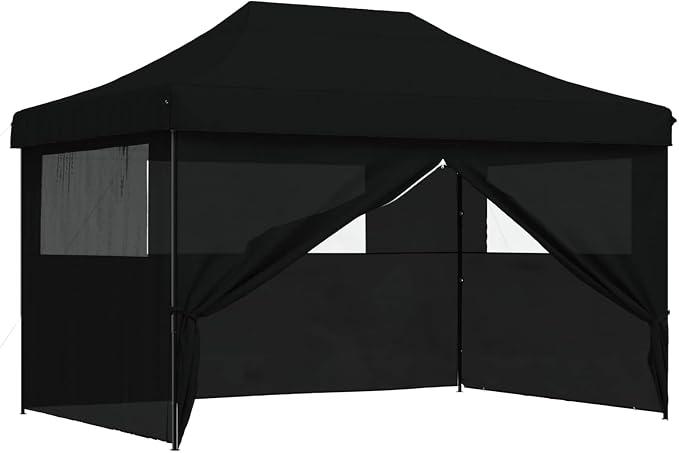 Robustes Gartenzelt mit Stahlgestell in Schwarz, faltbares Pop-up Partyzelt für Veranstaltungen aus Oxford-Stoff und großes Popup-Zelt für Outdoor-Events als wetterfeste