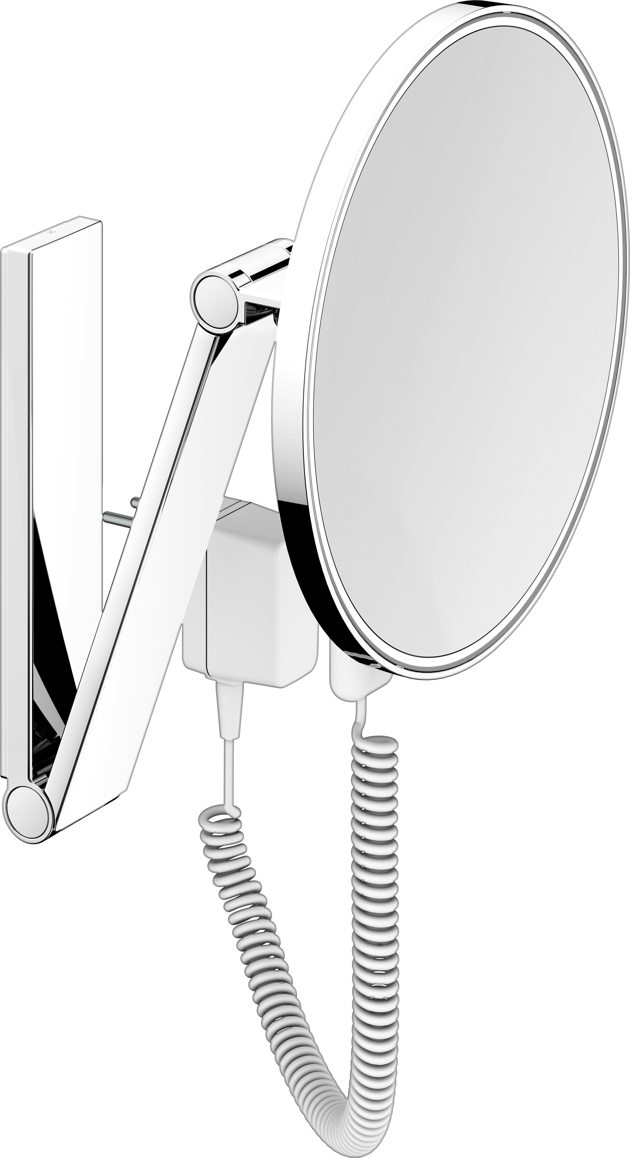 Keuco iLook_move Miroirs cosmétiques 17612179001 beleuchtet , Ø 212 mm, câble spiralé, finition aluminium, transformateur enfichable