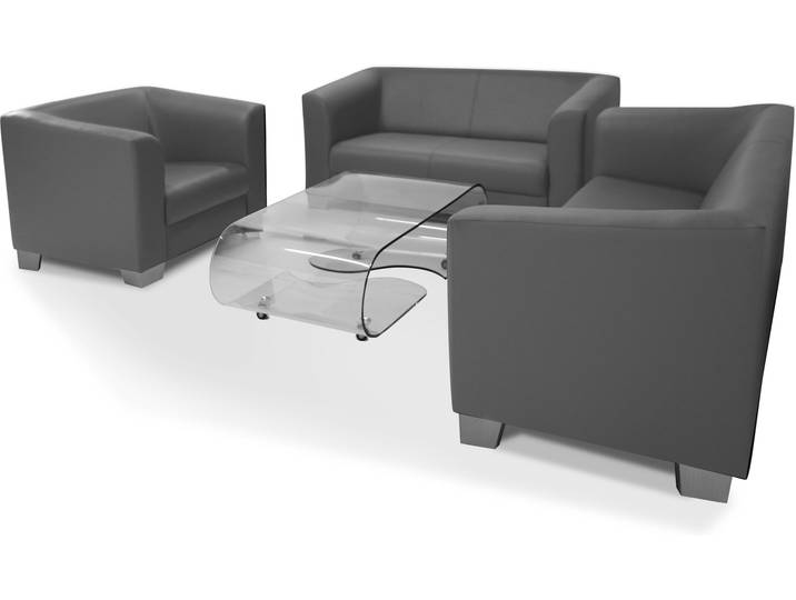 CHICAGO 3-2-1 Sofagarnitur, Material Kunstleder, grau