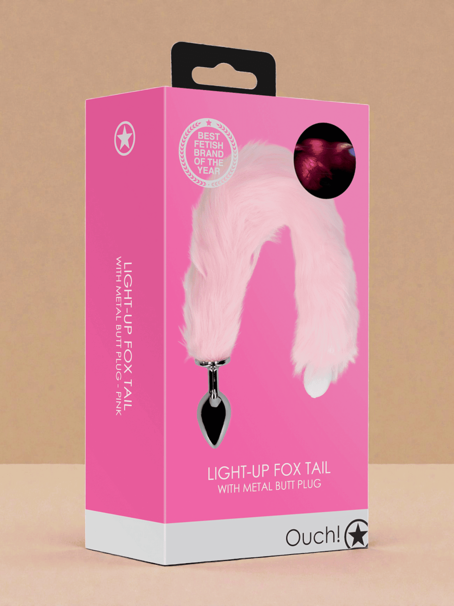 Ouch Plug en Metal queue de renard Rose Light-up à Led