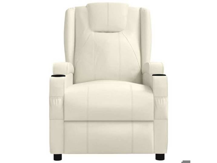 VIDAXL(9743)Fauteuil inclinable Charge 150kg Blanc crème Similicuir Chaise Relax 1 PERSONNE