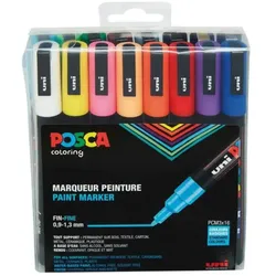 Posca Marker mit feiner Rundspitze, 16er Set Grundfarben