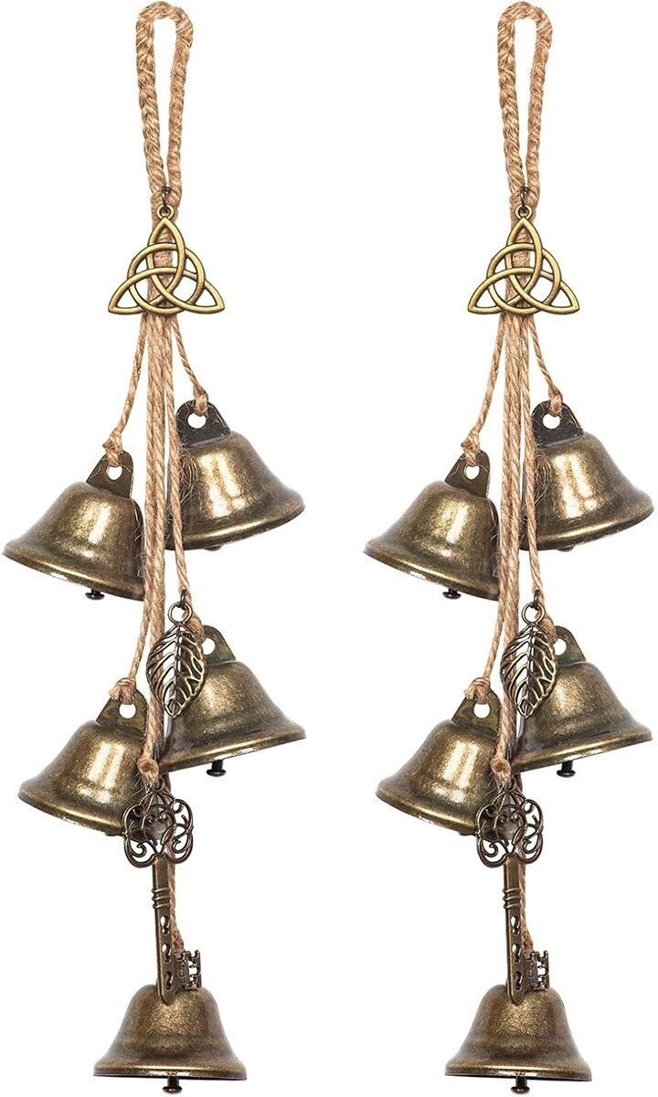 INF Lot de 2 cloches suspendues en fer, finition or, motif papillon vintage avec design triangulaire protecteur