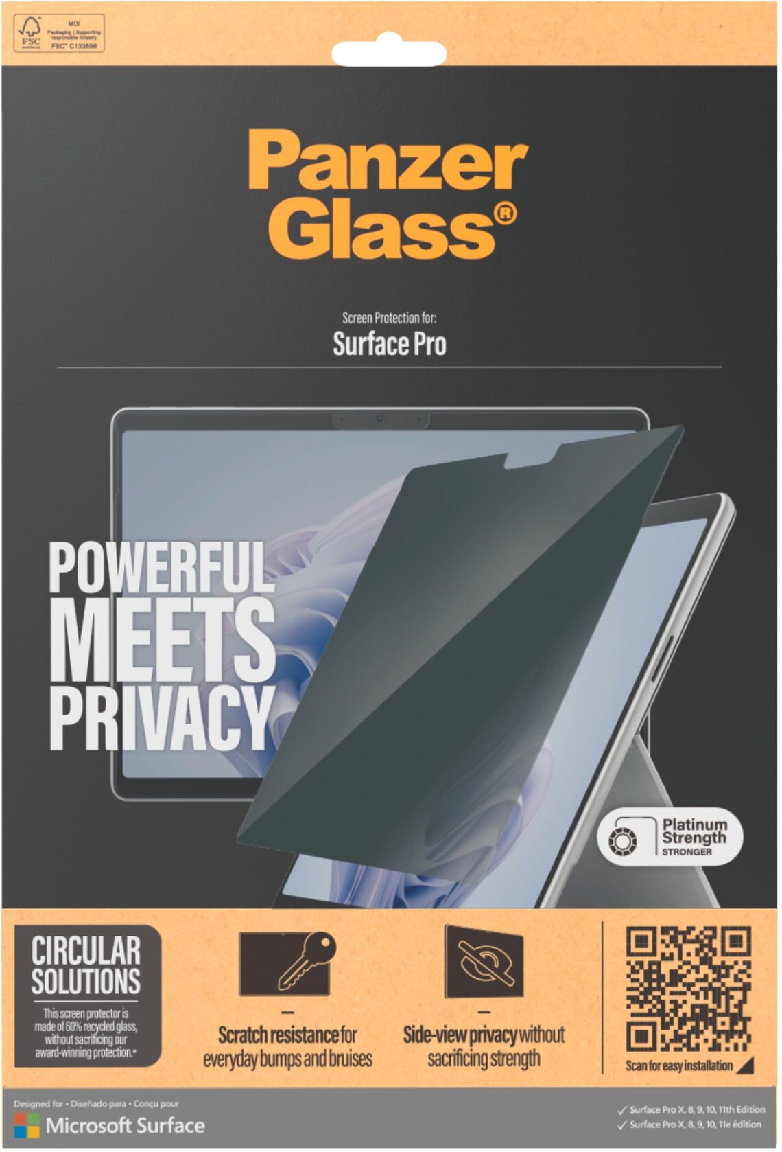 CARE BY PANZERGLASS Displayschutzfolie "Privacy Filter Screen Protector", transparent, B:24,5cm H:0,3cm T:36mm, Displayfolien, Displayschutz, Schutzfolie, Blickschutz, kratz- & stoßfest, Displayschutzfolie