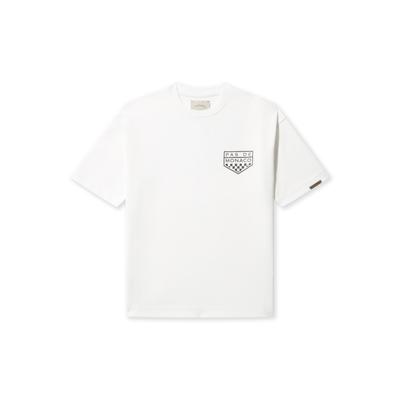 T-Shirt PAS DE MONACO "Pas De Monaco IMPASSE T-SHIRT", Herren, Gr. M, weiß (sanftes weiß), 70% Polyester, 30% Baumwolle, bedruckt, relaxed fit, Rundhals, Shirts T-Shirt