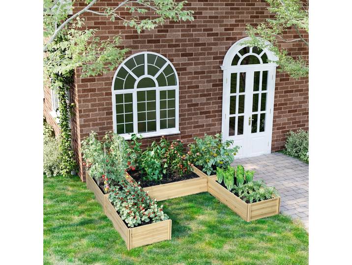 Outsunny Lot 5 Bacs Potagers Bois Sapin Extérieur 230x230x28cm