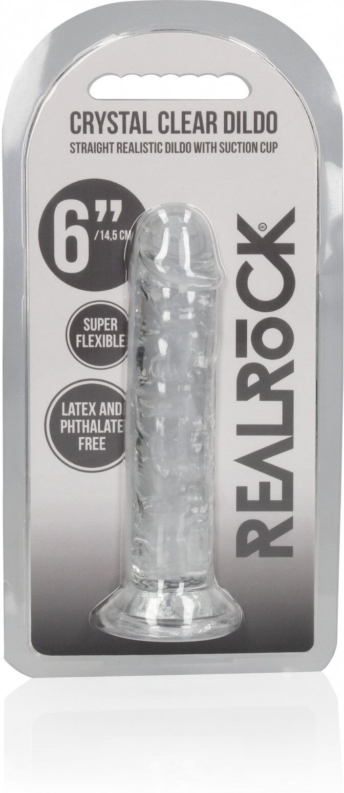 RealRock Straight Realistic Dildo Suction Cup 14,5cm - Transparent