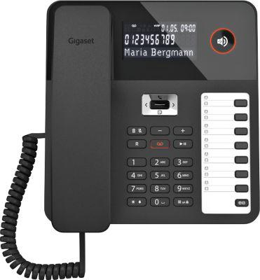Gigaset Wand- und Tischtelefon DESK 800A, Anrufbeantworter, LCD-Anzeige, schwarz