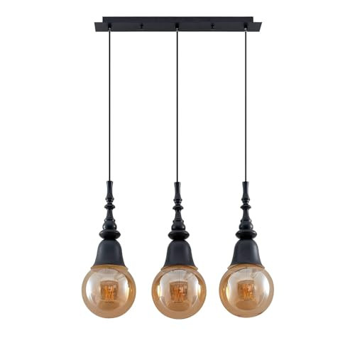 Lucande Gesja Moderne Hanglamp met 3 Lichtpunten, Zwart Metaal, E27