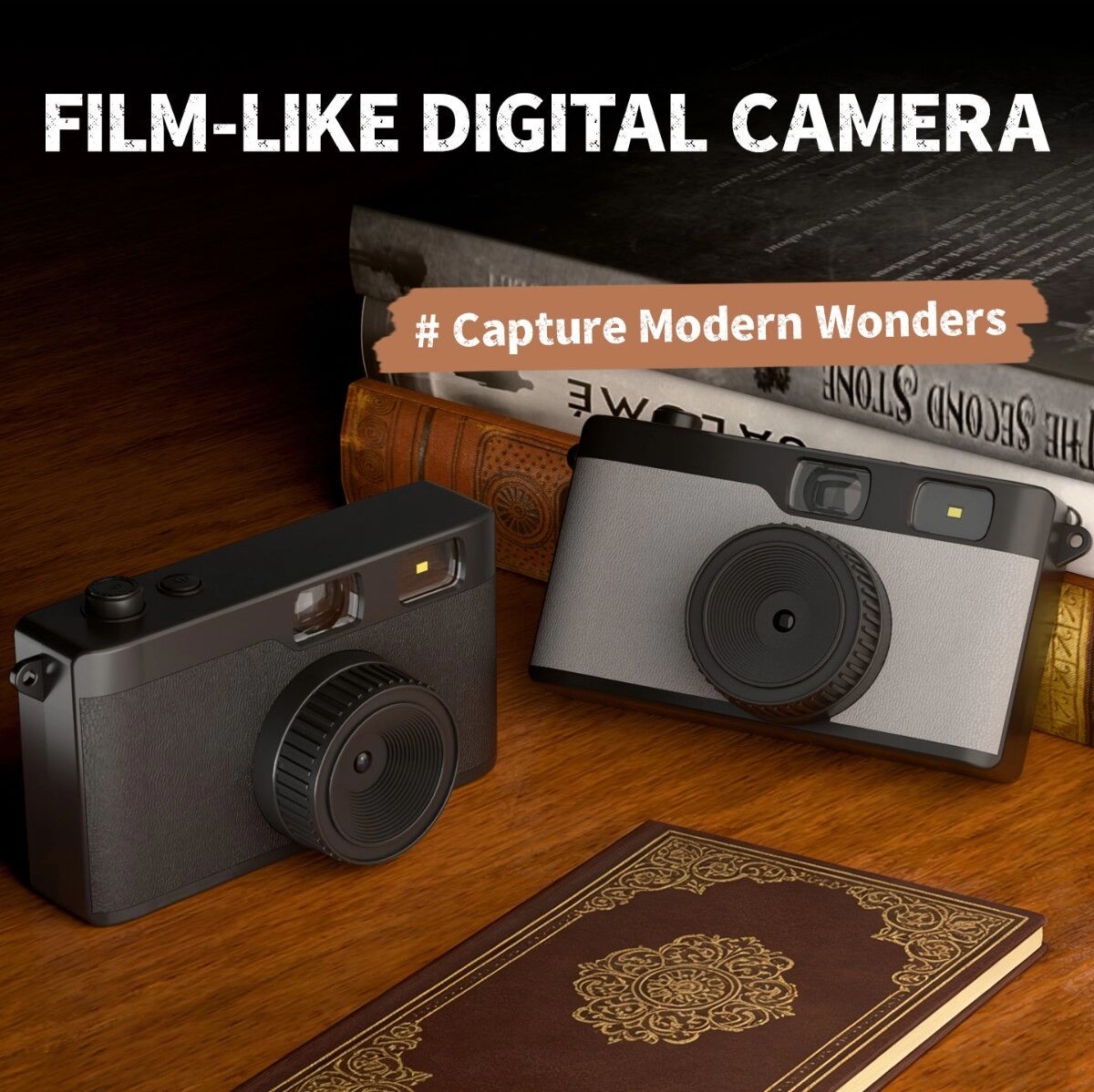 INF Retro Digitalkamera mit 32G Speicherkarte — 13MP, Sucher & Blitz, Mehrere Farben, Lange Standby-Zeit Grau