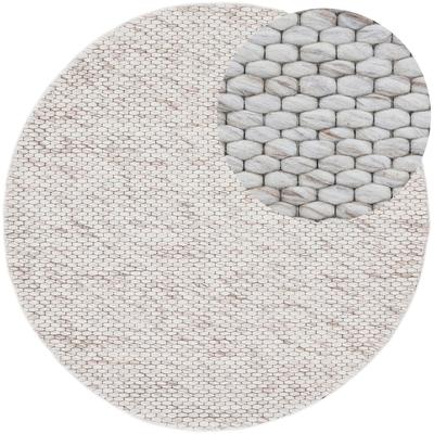 Wollteppich CARPETFINE "Sina, auch als Läufer", beige, H:14mm Ø:80cm, Wolle, Teppiche, Handweb Teppich, reine Wolle, meliert, handgewebt, weich & kuschelig