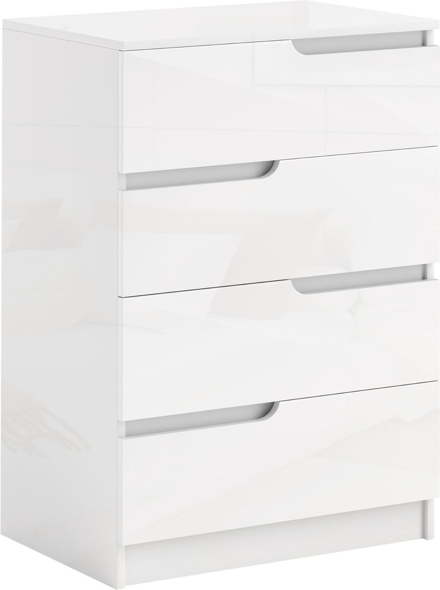 Moderne houten commode met 4 laden en anti-kantelvoorziening in het wit