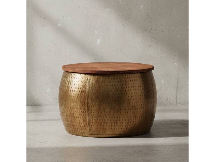 KADIMA DESIGN Couchtisch Kaffeetisch Aurora , Moderner Massivholztisch (Braun/Gold)