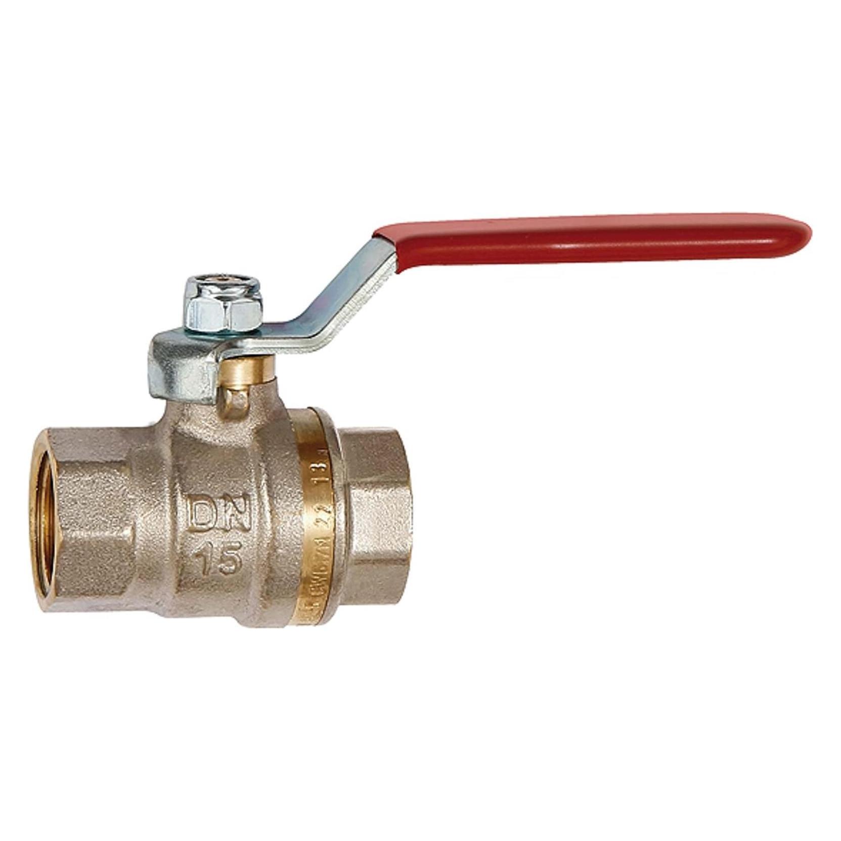 Riegler Kugelhahn Standardausführung roter Hebel IG/IG Messing vernickelt G 1 1/4 (32 mm) (103172)