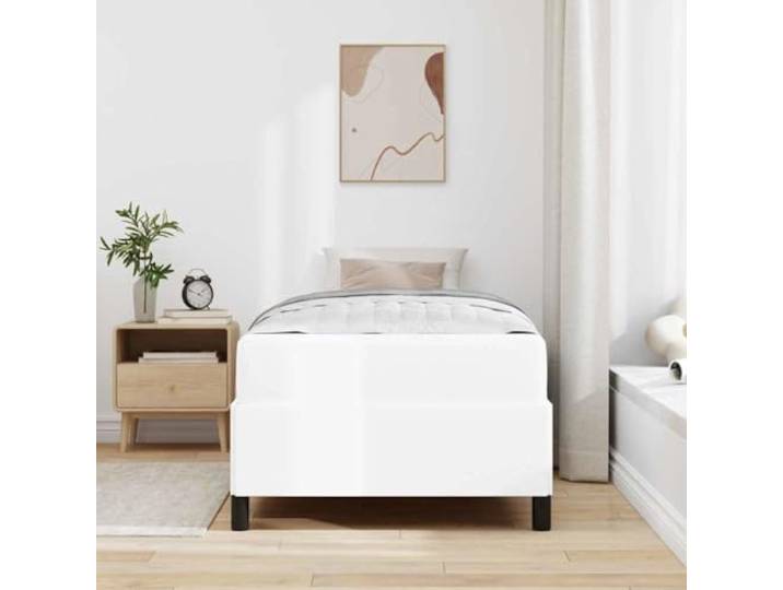 KTHLBRH Einzelbett weiß 90 x 200 cm mit Matratze Technischer Holzrahmen, atmungsaktiver Stoff, modernes rechteckiges Design