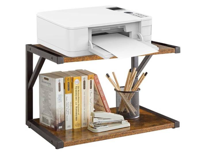 Support D'Imprimante De Bureau À 2 Niveaux Étagère De Rangement Multifonction Pour Fax Scanner Fichiers Livres Four À Micro-O