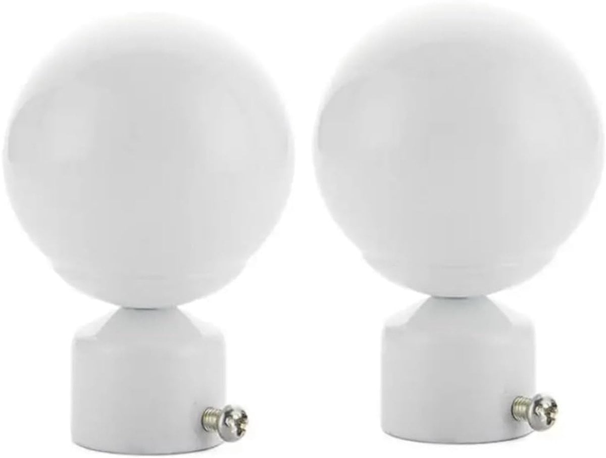 Set van 2 decoratieve gordijnroede eindstukken in wit
