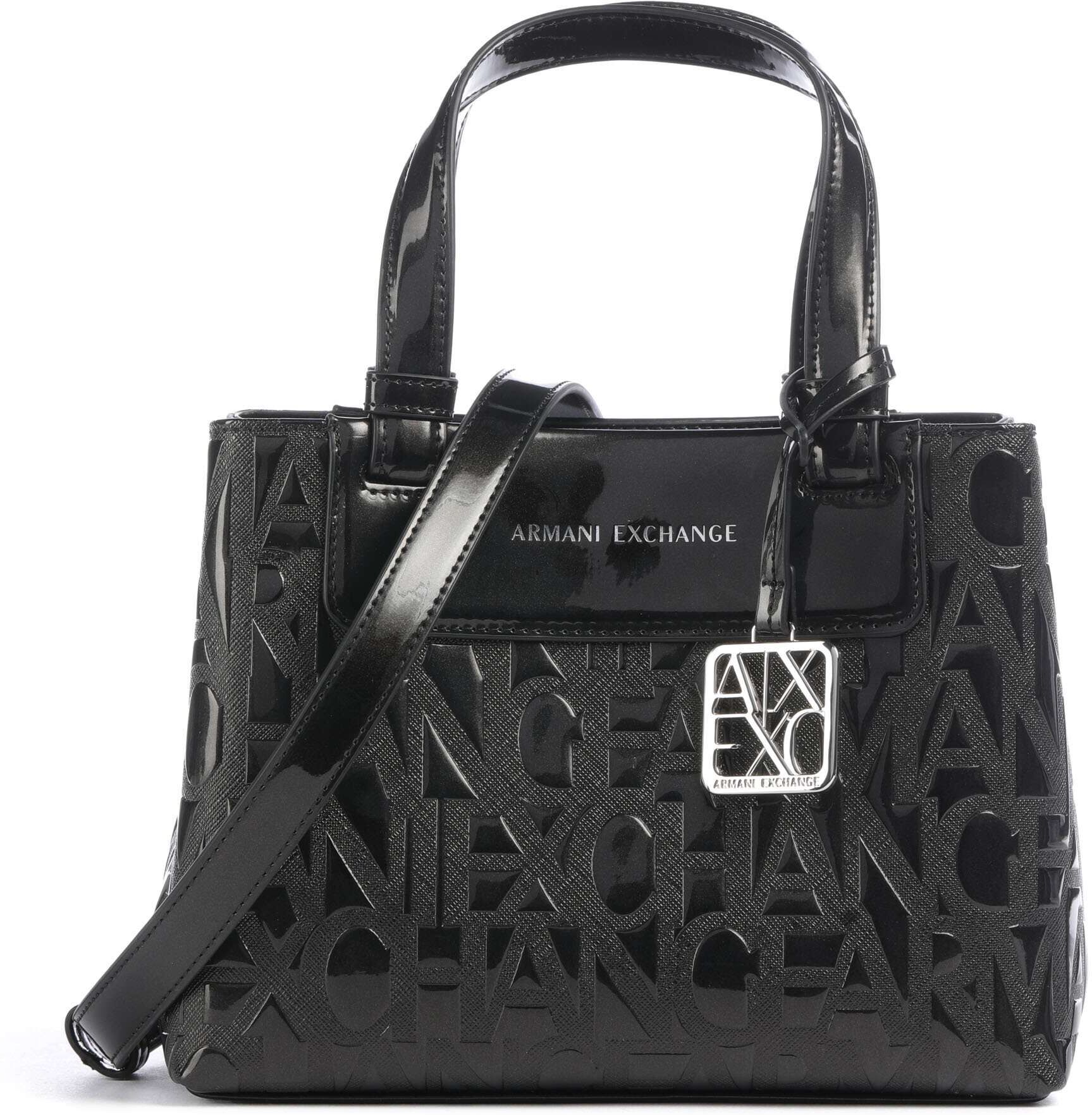 Armani Exchange Liz Patent S Handtasche, schwarz