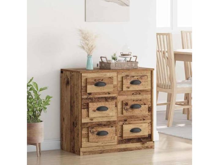 HEFZGDB Klassisches Sideboard Altholz-Optik 70x35,5x67,5 cm aus Holzwerkstoff mit glatter Oberfläche und zeitlosem Design bietet viel Stauraum für Alltagsgegenstände, eignet Sich zur
