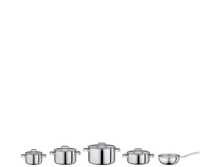 Spring Topf-Set FINESSE2+ 5-tlg, 5-Lagen-Mehrschichtmaterial Kochtöpfe, Bratentopf, Sauteuse, 5-teiliges Kochgeschirr-Set, induktionsgeeignet, mit Glasdeckel, Innenskalierung