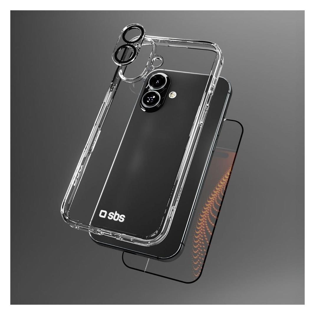 SBS SBS-Set mit D3O-Technologie für iPhone 16 - Hülle + Display- und Kameraschutz aus Glas - transparent (Apple iPhone 16) (TEKITD3OIP1661)