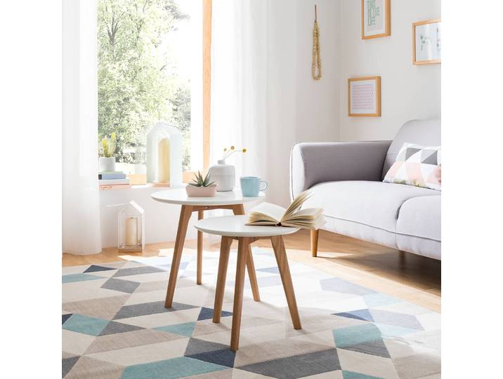 Beistelltisch-Set Nilla I 2-teilig Ø 50cm Weiß/Matt Weiß