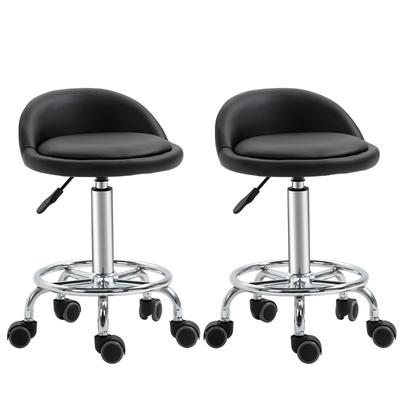 MODFU Rollhocker aus Kunstleder Schwarz, höhenverstellbar 57–72 cm, 2er-Set