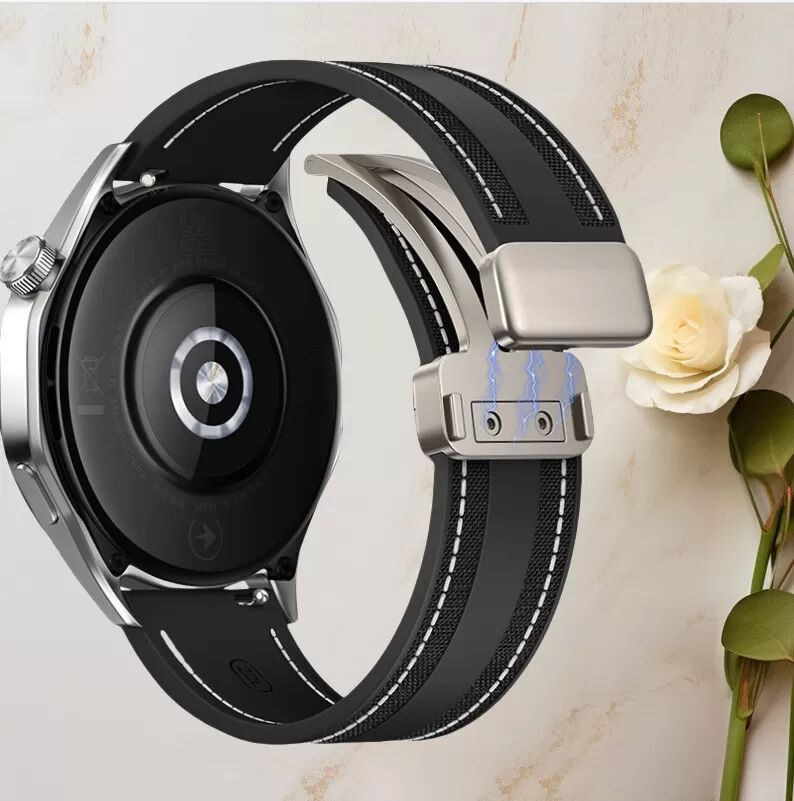 INF 22mm Universal Silikon Uhrenarmband für Samsung, Huawei, Xiaomi Schwarz