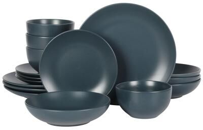 Gibson Home Queenslane 16-Piece Double Bowl Stoneware Dinnerware Set