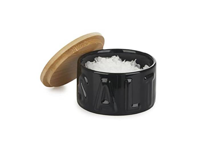 Balvi Zoutbloem zout zout zout kleur zwart zout met deksel voor keuken keramiek