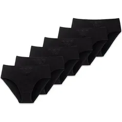 SCHIESSER Damen Tai-Slips, 6er Pack - "Cotton Essentials", Tai Pants, Baumwolle, Größe M in Schwarz Schwarz